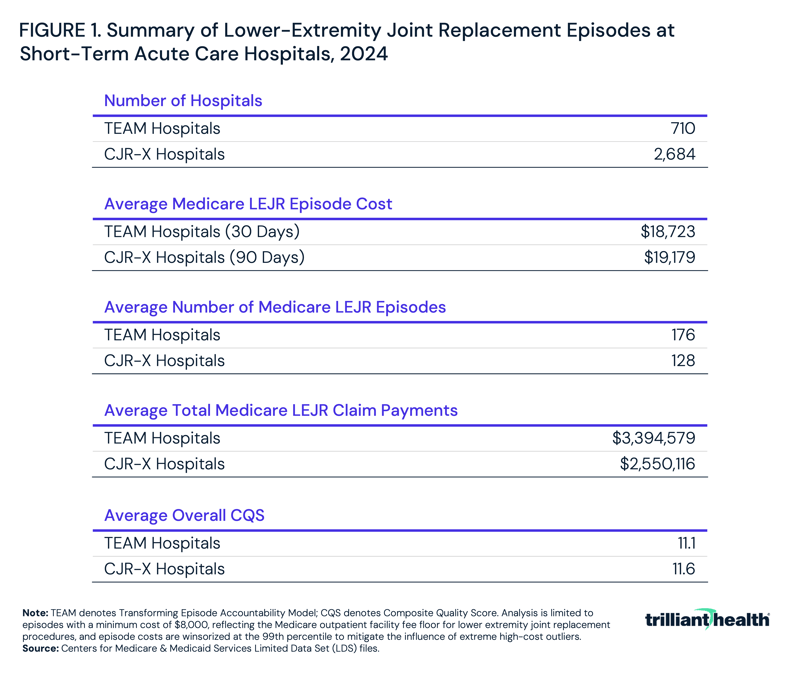 Summary of Lower-Extremity Joint Replacement Episodes at Short-Term Acute Care Hospitals, 2024 