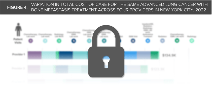 VARIATION IN TOTAL COST OF CARE FOR THE SAME ADVANCED LUNG CANCER WITH BONE METASTASIS TREATMENT ACROSS FOUR PROVIDERS IN NEW YORK CITY, 2022