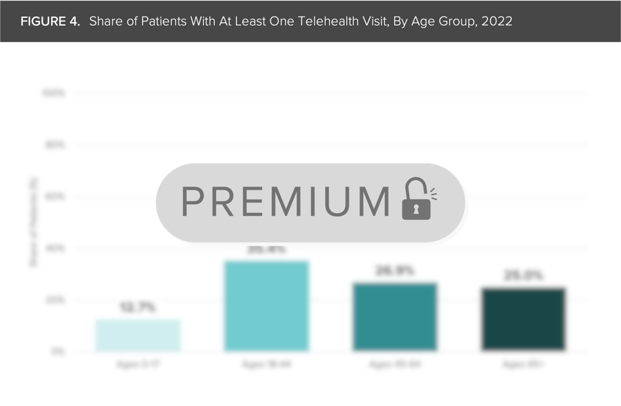 Share of Patients With At Least One Telehealth Visit, By Age Group, 2022