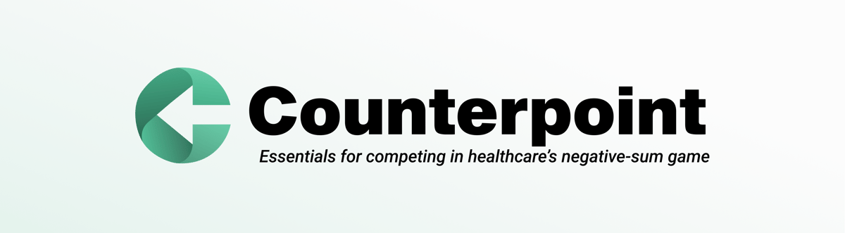 Counterpoint logo with tagline underneath on a green gradient background