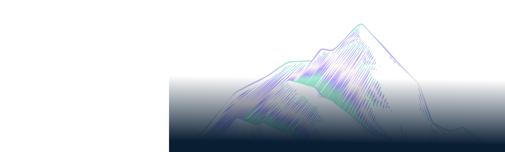 Mountain in gradient colors of purple and green