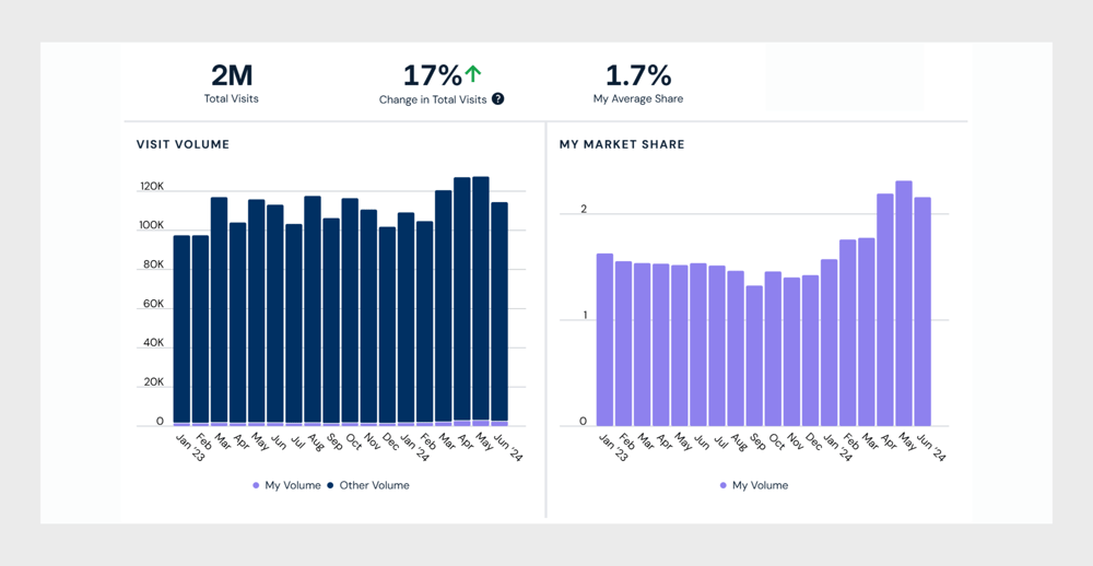 Screenshot of market explorer showing PT visit volumes