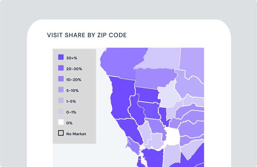 Map showing a health system's market share by ZIP code